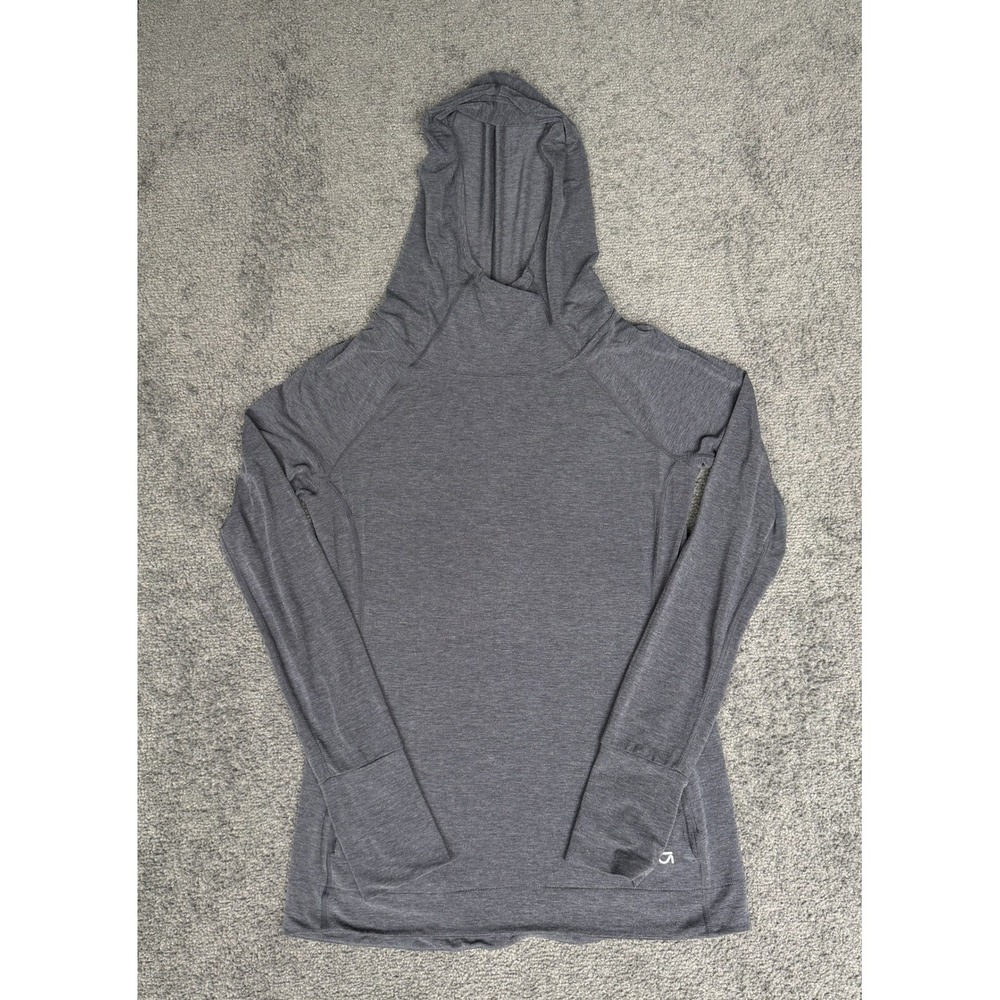 GapFit Breathe Gray Heathered Long Sleeve Pullover Hoodie Thumbholes Small